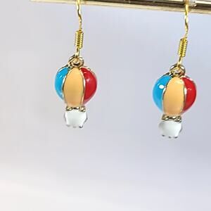 Hot Air Balloon Earrings, Colorful Enamel Dangle Earrings, Fun Travel Jewelry